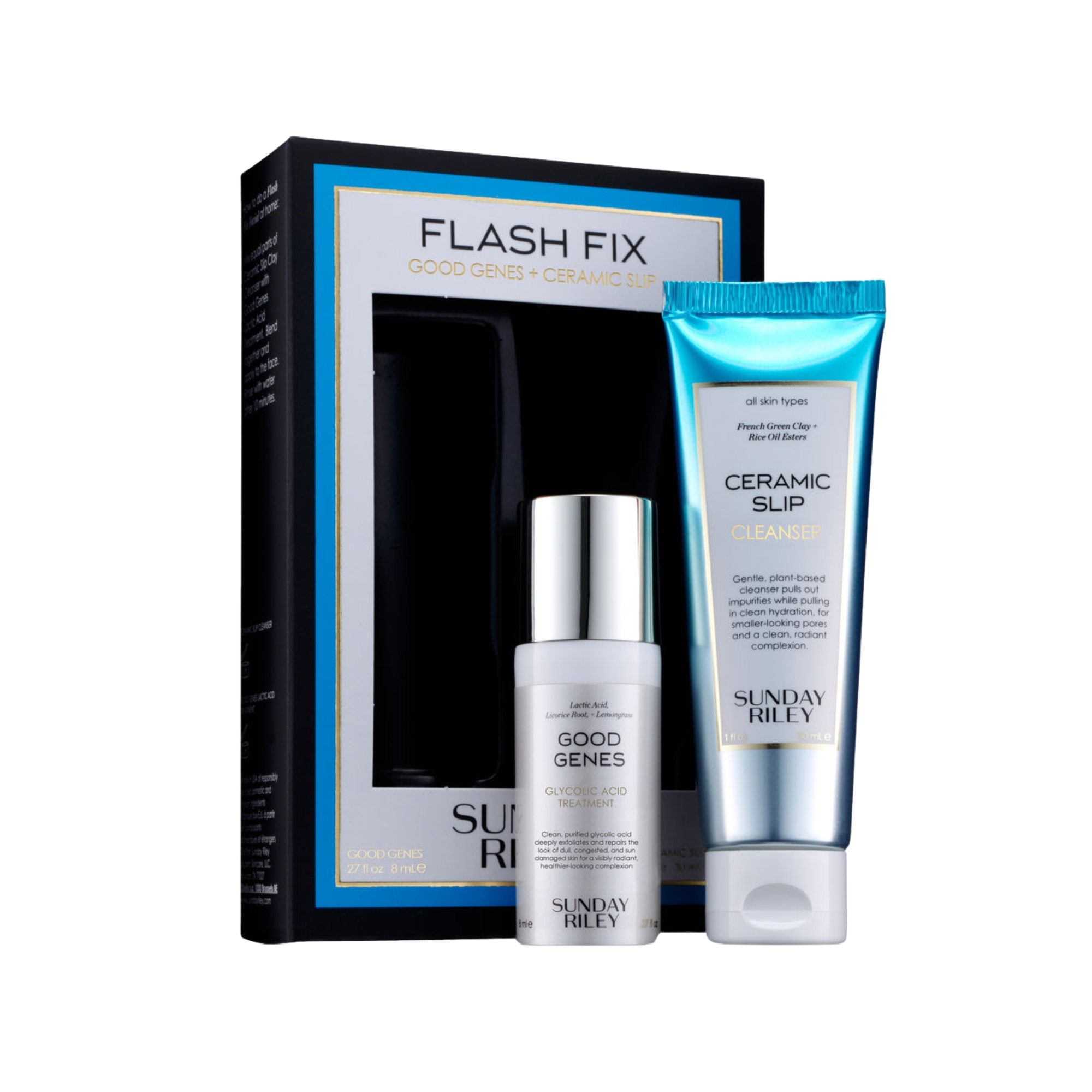  Sunday Riley, travel skincare, glowing skin, anti-dullness, éclat, acide glycolique, pores, anti-imperfections, soin peau terne, set découvert