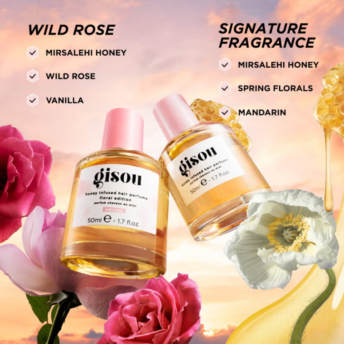 Gisou Honey Infused Hair Perfume Floral Edition 50ml - Wild Rose