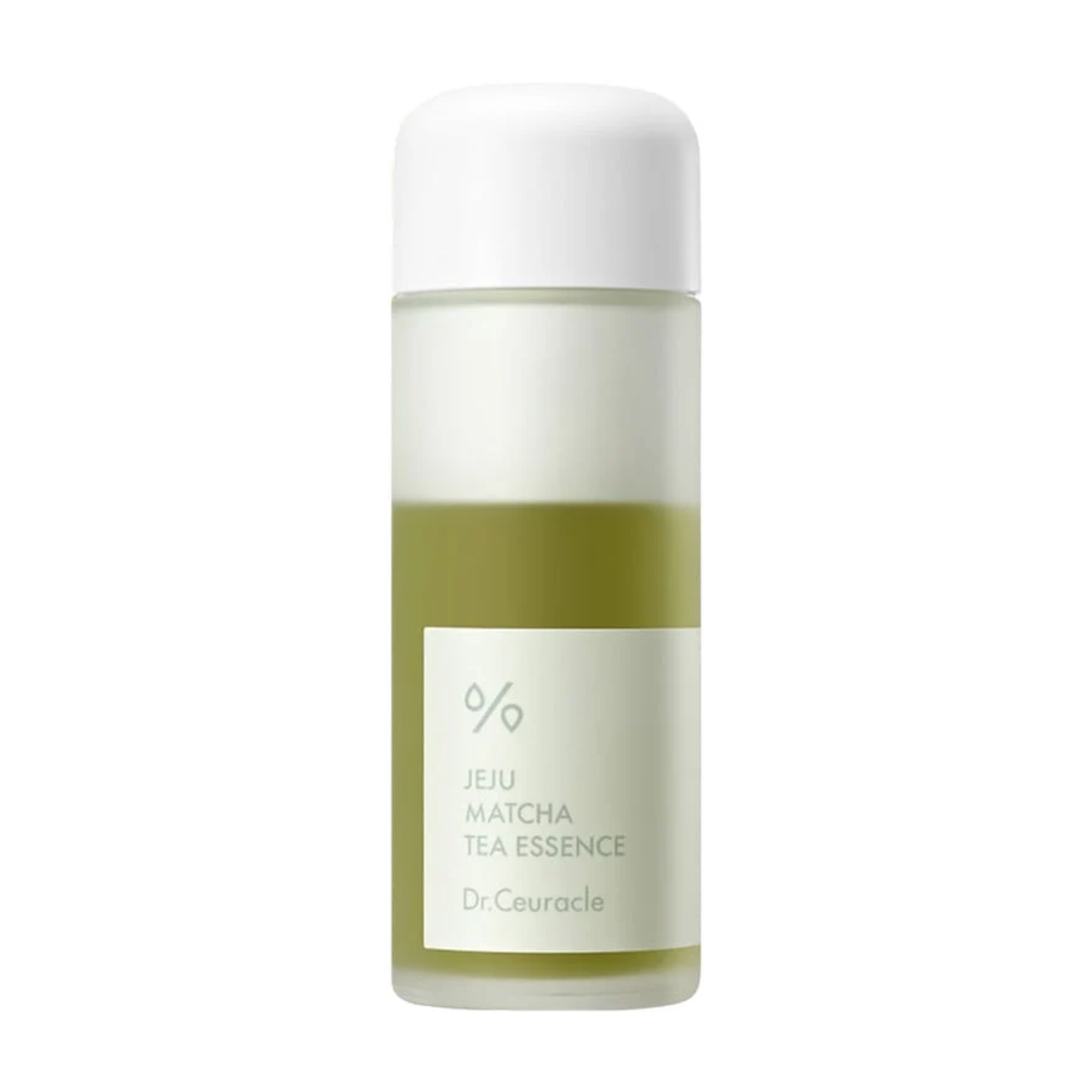 Dr. Ceuracle Jeju Matcha Tea Essence bottle displayed on white background, showing its creamy texture.