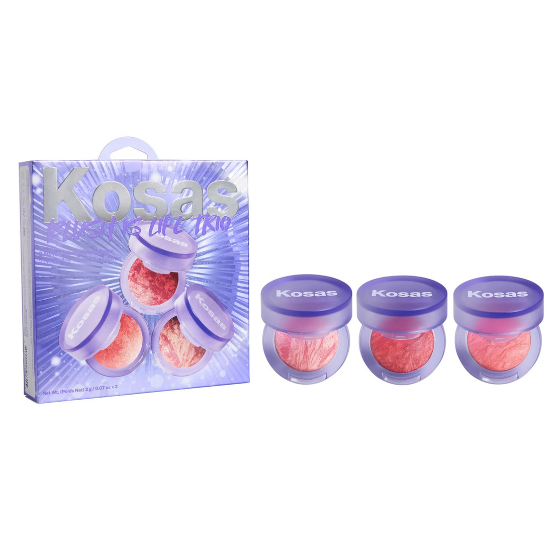 Kosas blush trio, baked blush, glowy powder blush, hydrating blush, blush for all skin tones, mauve blush, pink blush, burgundy blush, travel blush, Kosas Morocco