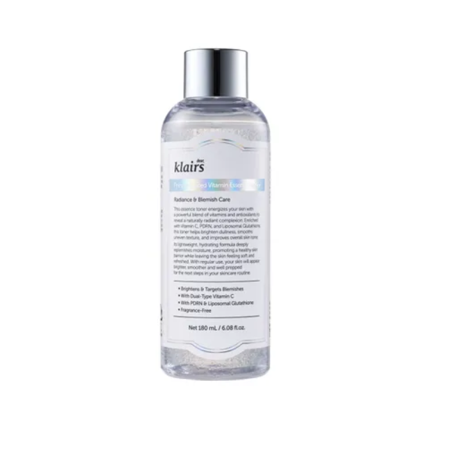 tonique vitaminé, sérum éclat, anti-taches, toner hydratant, k-beauty, vitamine C, éclat du teint, rice PDRN, brightening toner, Klairs skincare Kbeauty Morocco