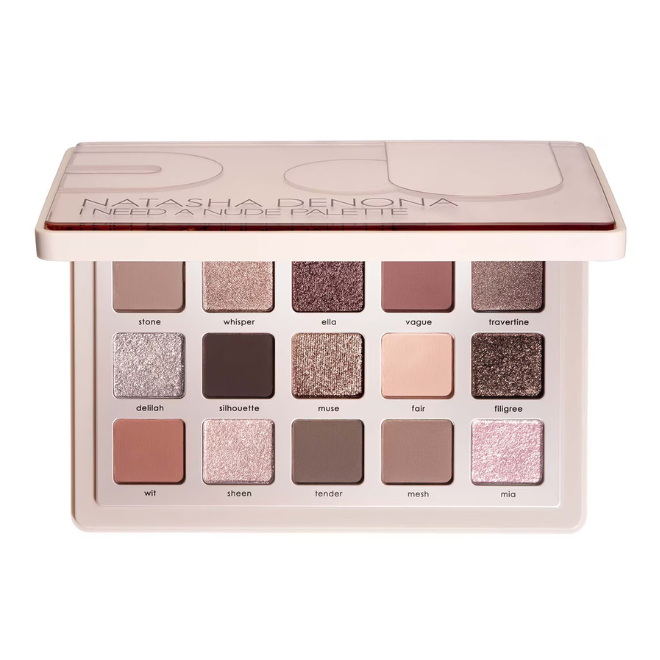 

palette nude, fards à paupières neutres, tons rosés, maquillage quotidien, eyeshadow palette, glam neutrals, Natasha Denona Maroc Maquillage livraison maroc
