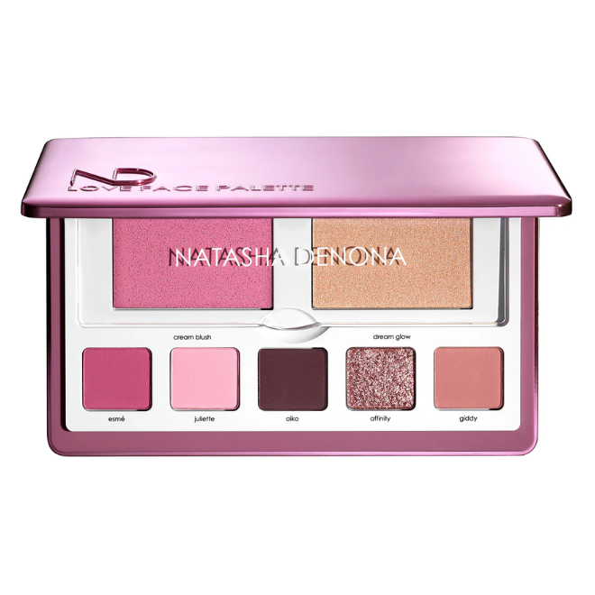 

palette visage yeux, blush crème, highlighter gel-poudre, makeup romantique, rose tones, face palette, Natasha Denona, maquillage voyage, all-in-one palette , Livraison Maroc