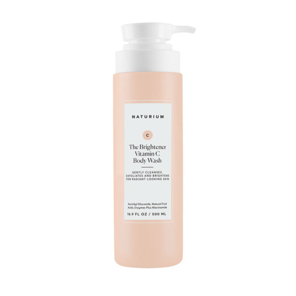 vitamin c body wash, brightening cleanser, naturium body care, radiant skin, dull skin, hydrating body wash, hyaluronic acid body cleanser, glow, eco-conscious skincare, clean ingredients, vegan skincare