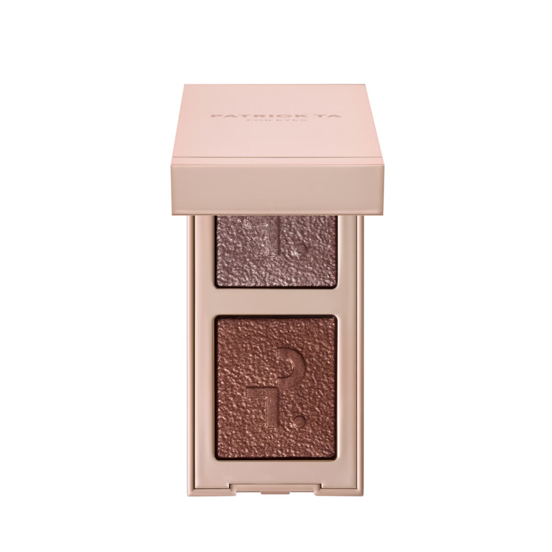 Patrick Ta eyeshadow duo, shimmer eyeshadow, luminous eye makeup, compact eyeshadow palette, high impact shimmer, travel eyeshadow Patrick ta Maroc
