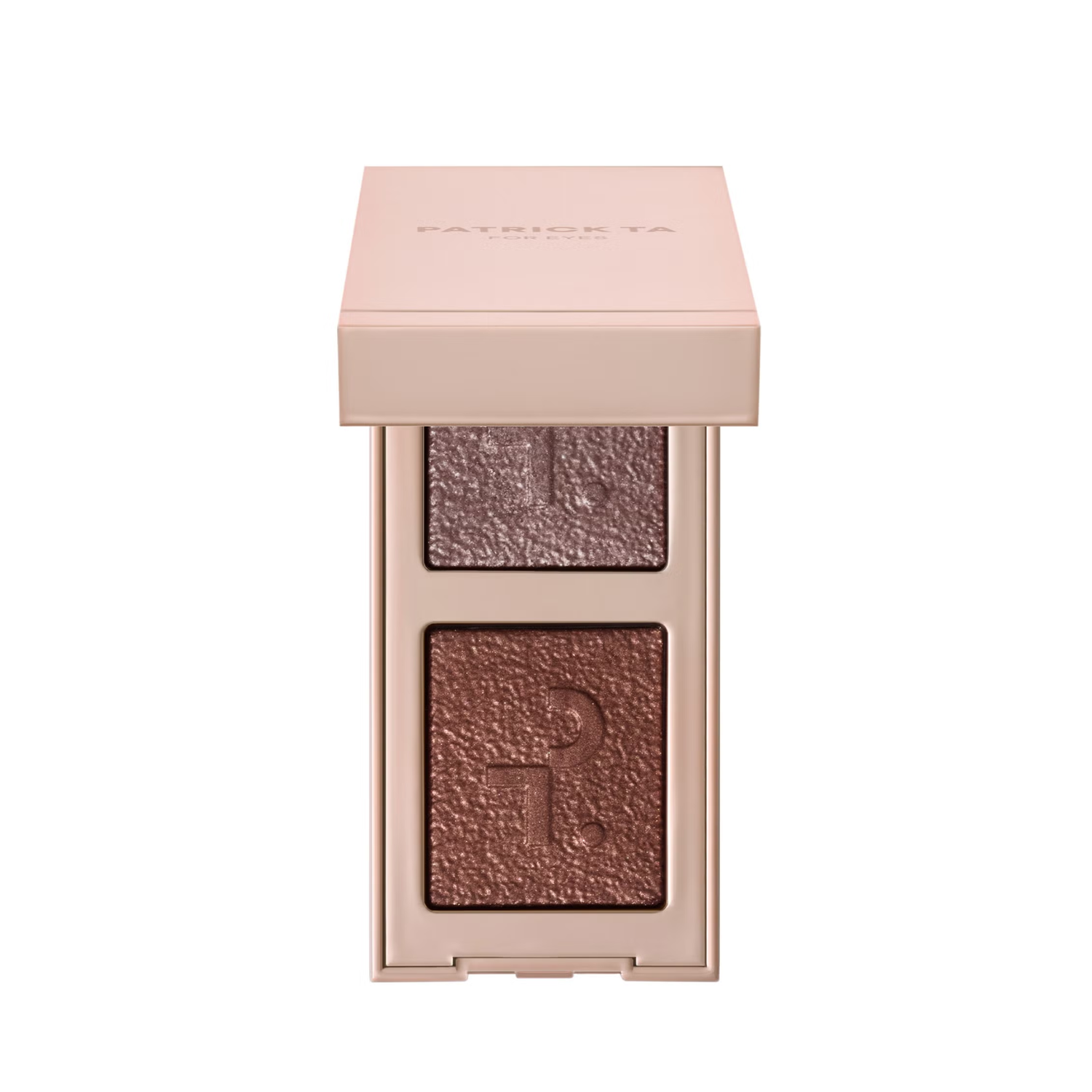 Patrick Ta eyeshadow duo, shimmer eyeshadow, luminous eye makeup, compact eyeshadow palette, high impact shimmer, travel eyeshadow Patrick ta Maroc
