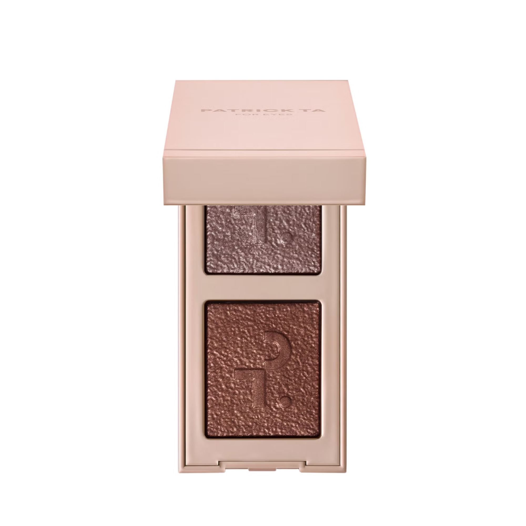 Patrick Ta eyeshadow duo, shimmer eyeshadow, luminous eye makeup, compact eyeshadow palette, high impact shimmer, travel eyeshadow Patrick ta Maroc
