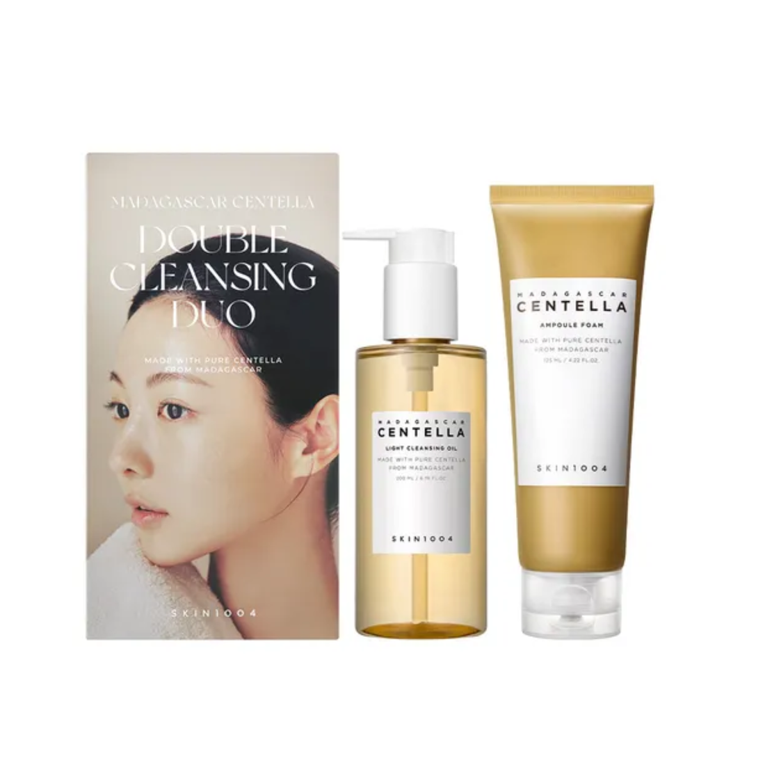 double cleansing k beauty, cleansing duo set, centella cleansing oil, gentle foam cleanser, SKIN1004 double cleansing, korean skincare routine K-Beauty maroc