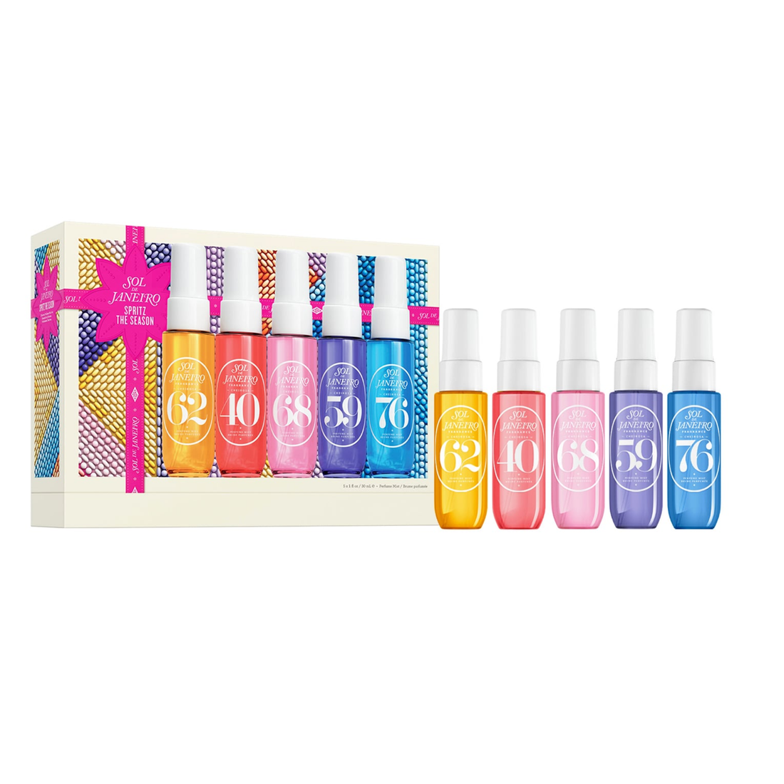 Sol de Janeiro mist set, Cheirosa collection, mini fragrance mists, perfume layering set, tropical scents, body &amp; hair mist, limited edition gift