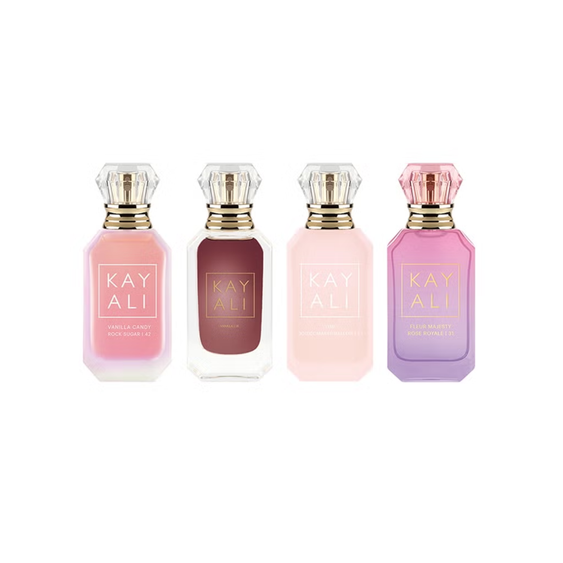 Kayali perfume set, vanilla 28, marshmallow perfume, rose perfume, travel-size fragrances, layering perfume set, warm gourmand fragrance, niche perfume, kayali Morocco